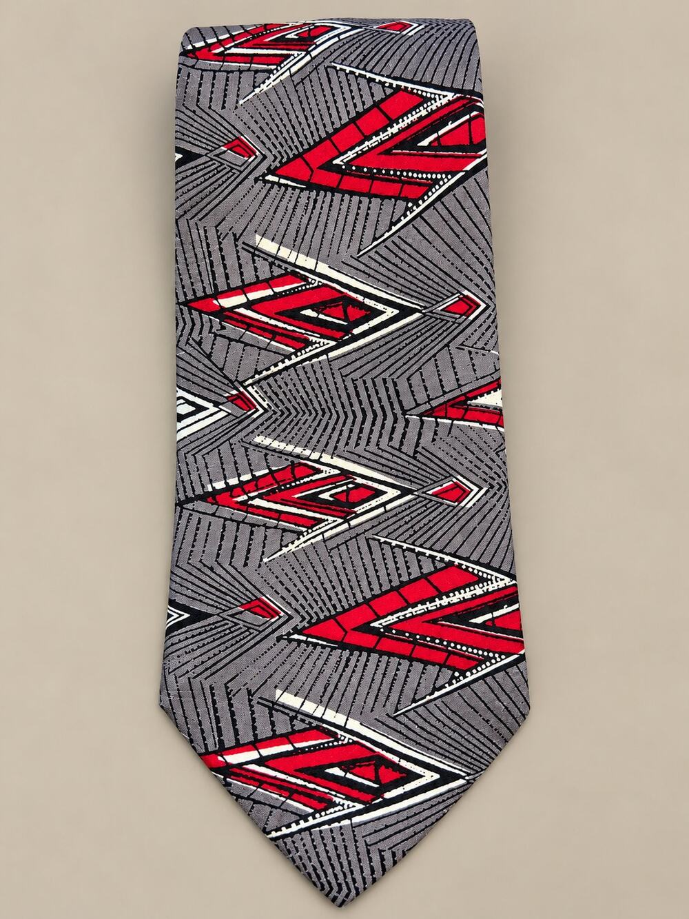 Vintage Sebastiani 100% Silk Geometric Retro Tie